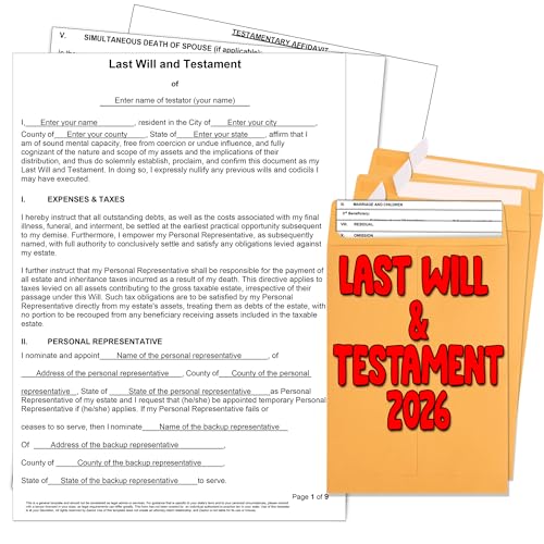 Zastic! 3-Pack Last Will & Testament Kit — Blank Forms, Guide & Envelopes