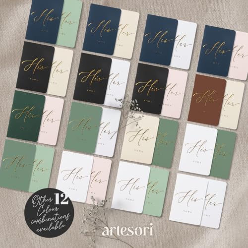 Artesori Wedding Vow Books for Him & Her Ivory & Terracotta - Soft-Touch, Gold Foil, 28 Lined Pages
