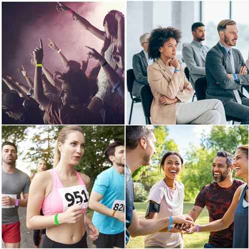 2400 Packs Paper Wristbands for Events, 12 Colors Waterproof Neon Party Wristbands Armband Paper Bracelets Identification Wristbands for Concert Club Bar Entrance Admission Party