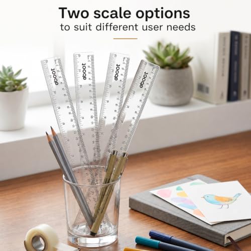 EBOOT 2 Pack Clear Plastic Rulers, 12 Inch Straight Measuring Tools for School & Office
