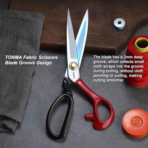 TONMA Fabric Scissors [Made in Japan] 12 inch Professional Tailor Sewing Scissors for Fabric Cutting, Commercial Heavy Duty Stainless Steel Dressmaking Shears for Leather Carpet Upholstery Crafting
