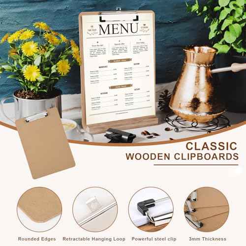 2 Pack Hardboard Office Clipboard, Letter-Size Clipboard with Low Profile Clip, Classic Clip Boards, 9" x 12.5" Wood Clipboards for Office, School, Hospital Supplies, Brown