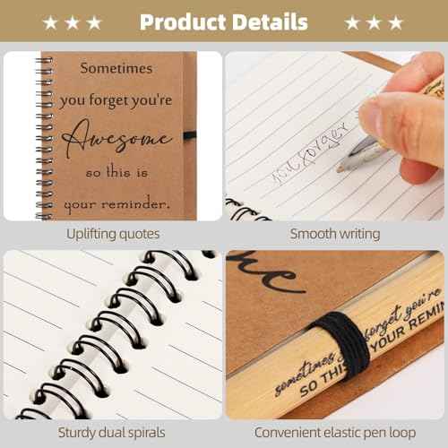50 Sets Inspirational Gifts Bulk, Including Mini Spiral Inspiration Notebook, Retractable Bamboo Pens, and Organza Bags, Encouragement Gifts for Nurse Medical Assistant Coworkers