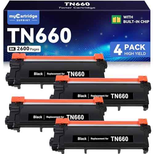 myCartridge SUPRINT TN660 Compatible Toner Cartridge Replacement for Brother TN660 TN-660 TN630 TN-630 Black Toner for HL-L2300D HL-L2305W MFC-L2700DW MFC-L2707DW DCP-L2500D Printer (4 Pack)