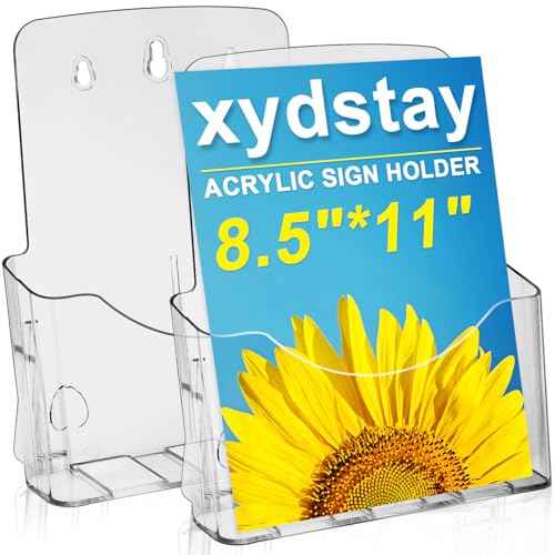 Acrylic Brochure Holder 8.5x11 Inches Slant Back Design, Clear Display Stand, Plastic Table Stand Sign Holder,Pamphlet Holder Flyer Holder, Acrylic Display Stand,for Office, Home, Store, 2 Pack