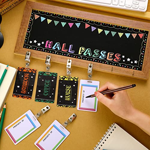 Chuangdi Classroom Hall Pass Set with Rustic Chalkboard - 7 Pieces