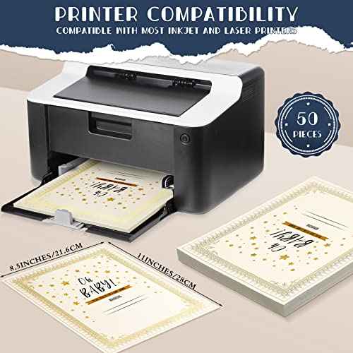 Fainne 50 Sets Certificate Kit Includes 50 Pcs 9.5 x 12 Inch Certificate Holders 50 Pcs Letter Size Papers 50 Pcs Foil Award Seals Diploma Covers for Appreciation(Navy Blue, Gold)