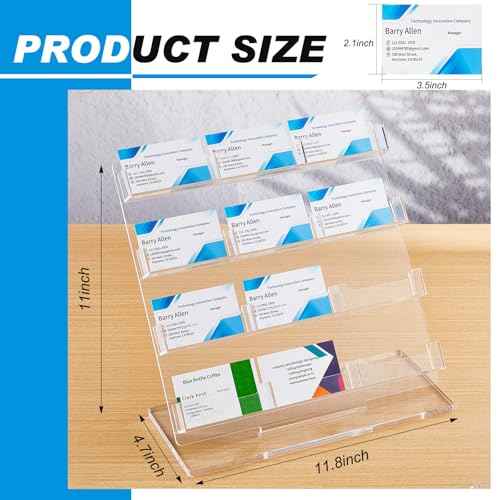 2 Pack Business Card Holder for Desk 12 Slots Freestanding Clear Acrylic Business Card Holder Display Stand Multiple Organizer for Office Meeting Exhibition Home