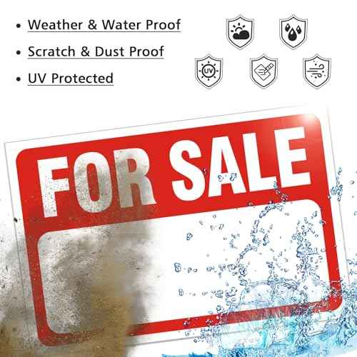 2 Pack For Sale Sign Stickers,12" x 8" Sale Sign for Car and Vehicles, Self-Adhesive Vinyl Decal for House,Home,Boats,Large Space for Handwriting Red