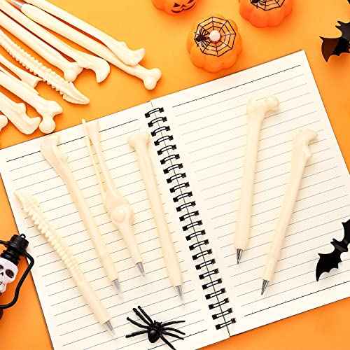 Halloween Bone Pens Novelty Bone Shape Ballpoint Pens Black Ink 1.0 mm Finger Pen Skeleton Ballpoint Pen Creative Novelty Pens for Artist Doctor Nurse School Office Halloween Party (120 Pcs)