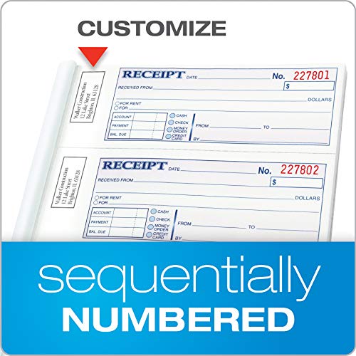Adams 7-5/8 x 10-7/8" Money & Rent Receipt Books, 3-Part Carbonless, 100 Sets/Book, 5 Books/Pack