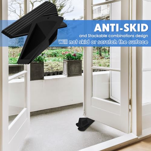 Frienda 2 Pack Heavy Duty Rubber Jumbo Door Stops - Black, 6.7 Inch