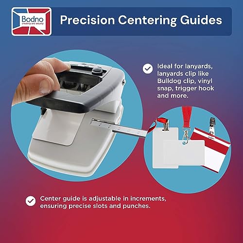 Bodno 3-in-1 ID Badge Slot Punch - Steel, Black, For PVC Cards & Badge Printers (3 Tools in One) - Includes Round Hole, Slot, Corner Rounder