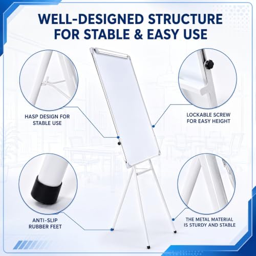 Woanger 40x28 Inch Whiteboard with Adjustable Tripod Stand & 14x20 Inch Dry Erase Board