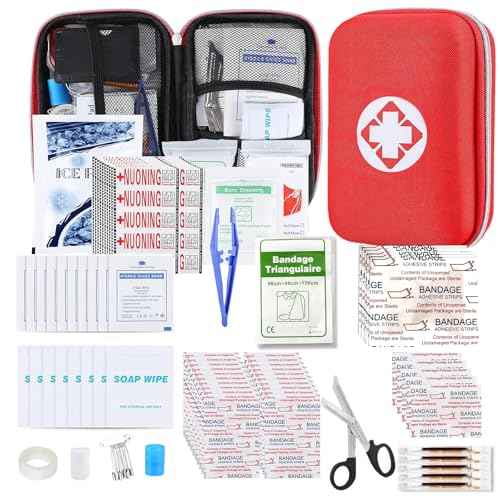276PCS First Aid Kit Home Car Camping Hiking Emergency Supplies Small Compact Lovely Bag for School Outdoor, Basic Outdoor Essentials Survival Kit for Travel AMORNING
