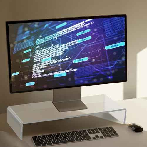 Jetec 2 Pcs Acrylic Monitor Stand Desktop Video Acrylic Monitor Riser Desk Shelf Computer Stand for Laptop TV Computer Screen Desk Organizer Teacher's Day Supplies (Clear, 20 x 8 x 3 Inch)