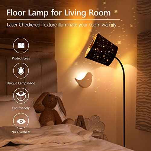 LED Floor Lamp, Standing Lamp for Living Room with Linen Lamp Shade,Adjustable Gooseneck Modern Reading Light,Floor Lamps for Bedroom,Office,Farmhouse,6W LED Bulb Included