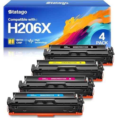206X Toner Cartridges Set Replacement for 206X 206A for Color Laserjet Pro MFP M283fdw M283cdw M283fdn M282mw Pro M255dw M255nw M283 M255 Printer W2110X W2110A (with Chip)