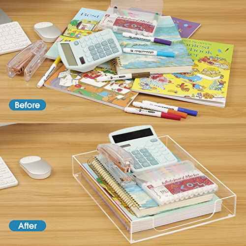 MaxGear Acrylic Letter Tray, Clear Desk Organizer for Papers, Documents, Magazines, Folders, Notebooks, and Stationery ? Multi-Function File Tray and Desktop Organizer for Office, Home, and Workspace