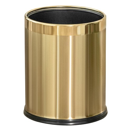 LEASYLIFE 2.6Gallon/10L Brass Gold Bathroom Trash Can - Gold Waste Basket for Bedroom, Office, Store - Metal Trash Bin Without Lid