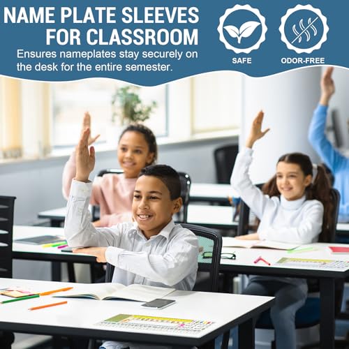 40 Pack Clear Adhesive Nameplate Pockets 18.9" x 4.7" for Classroom & Office