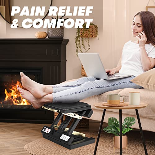 Foot Rest for Under Desk at Work,Height Adjustable Footrest with Massage Roller and Soft Pad, Foldable Ergonomic Foot Rest for Car, Office, Home, Train(Grey)