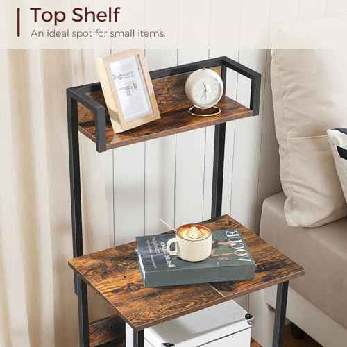 Printer Table with Storage, Home Printer Stand with File Cabinet, Fits A4/Letter Size Files, Printer Cabinet with Large Tabletop, Display Shelf, for Home Office, Rustic Brown PTHR3501