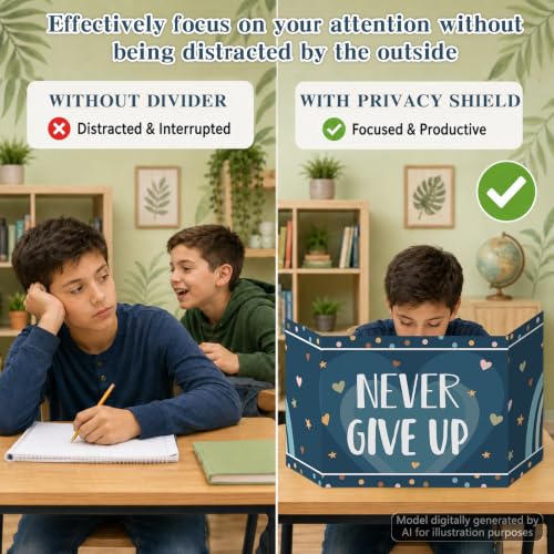 ClassyWhimsy Motivational Words 24-Pack Desk Privacy Shields for Students – Rainbow Boho Folders & Dividers