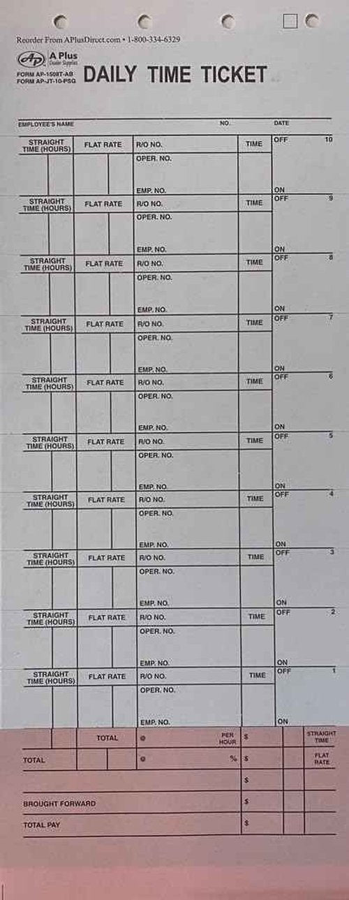 10 Label Job Time Tickets/Flag Sheets #1508 (500/Pack) (V8)