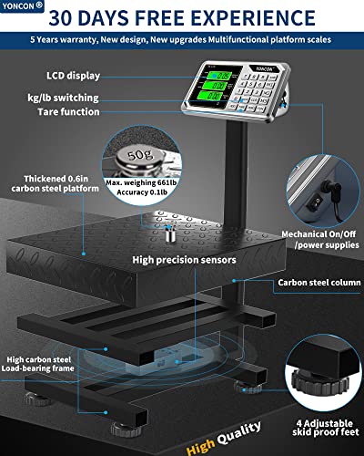 Digital Shipping Scale 661lb Capacity, Accurate Postal & Luggage Weighing