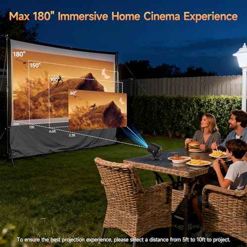 Mini Projector with WiFi and Bluetooth, Portable Projector Native 1080P Support 4k with 180¡Æ Adjustable Stand, Max 180" Display Proyector Built-in Speakers