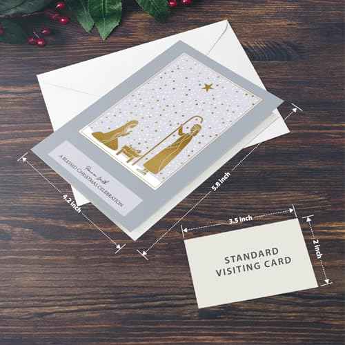 easykart labels Religious Christmas Boxed Cards, Nativity Scene (48 Christmas Cards and 48 Envelopes & Sealing Stickers)