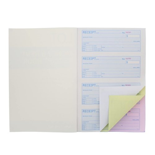 Lot45 Money Rent Receipt Book for Small Business 5 Piece Set, 7.6x11in - Cash Receipt Books 3 Part Carbonless Bound Pads