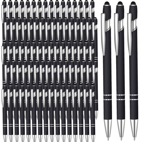 100 Pcs Ballpoint Pen with Stylus 2 in 1 Ballpoint Pen for Touch Screens, 2 in 1 Thank You Pen Gift for Colleagues, Coworker, Office (Black)
