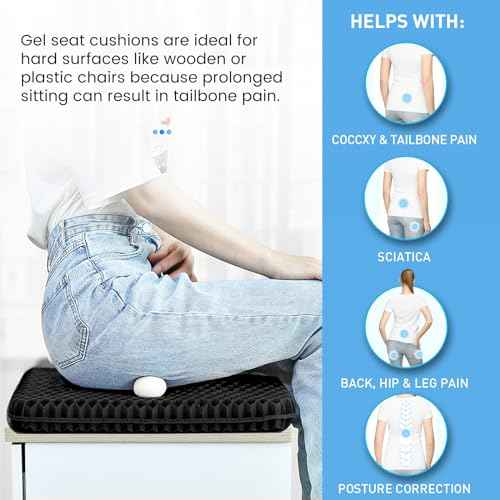 Thickened Gel Seat Cushion for Long Sitting - Back, Hip, Tailbone Pain Relief Cushion - Gel Seat Cushion for Office Chair, Cars - Egg Seat Gel Cushion for Wheelchair Pressure Relief