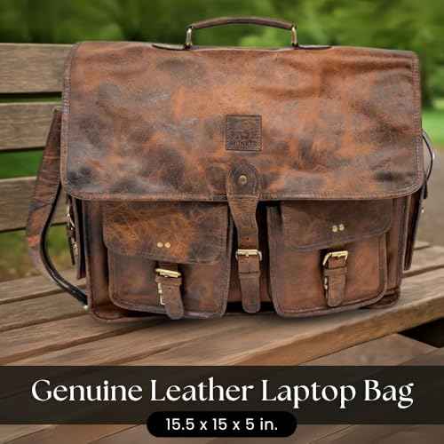 Genuine Leather Laptop Bag for Men - Stylish & Spacious Briefcase - Professional & Luxurious Satchel for Work
