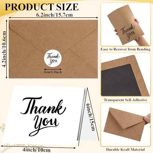 600 PCS Thank You Cards with Envelopes & Matching Stickers, Thank You Notes Bulk 4x6 Inch Minimalistic Design for Business, Baby Shower, Wedding, Small Business, Graduation, Bridal Shower, Funeral,Mixed