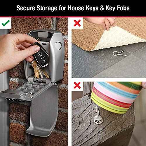 Master Lock Heavy Duty Wall Mount Key Lock Box, Outdoor Wall Mounted Lock Box for House Keys, Key Safe with Combination Lock, 5 Key Capackity, 5415EC