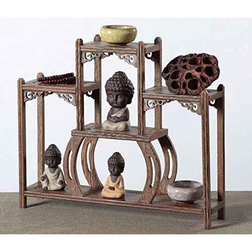 NWFashion Chinese Wooden Assemble Display Stand Symmetric Short Floor Curio Cabinets Shelf (3)