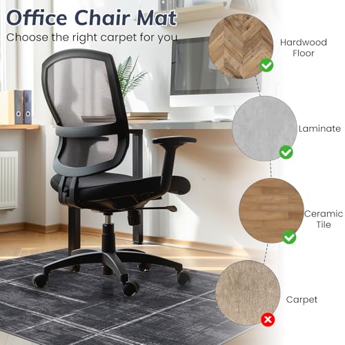 Lreedy 36x48 inch Office Chair Mat for Hardwood/Tile Floor, Black-Blue Edge