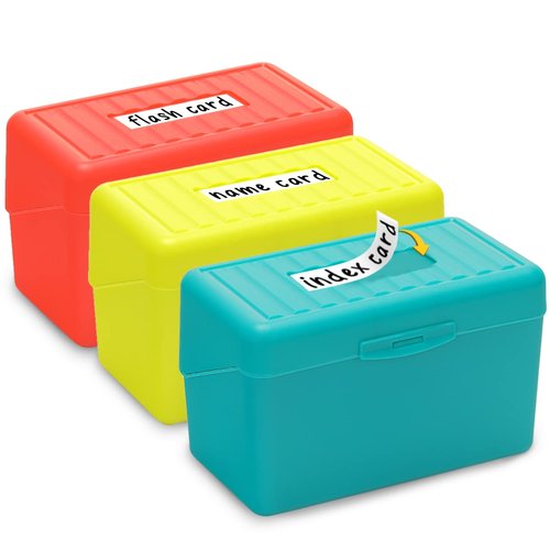 H4D Index Card Holder 3x5, Index Card Box Organizer Case, 3x5 Flash Note Card Holder, 3 Packs (Red/Green/Yellow)