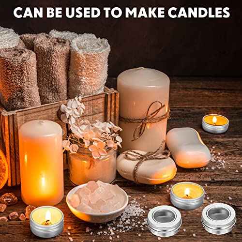 100 Pcs 0.5 Ounce Aluminum Tin Jar 15 ml Refillable Containers Clear Top Screw Lid Round Tin Container Bottle for Cosmetic, Cream, Diamond Painting, Salves, Balms, Lip Balm, Spices or Others, Silver