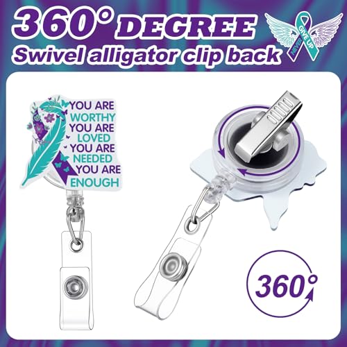 Motiskyy 12Pcs Suicide Awareness Badge Reels with Clips - Retractable 26in Lanyards