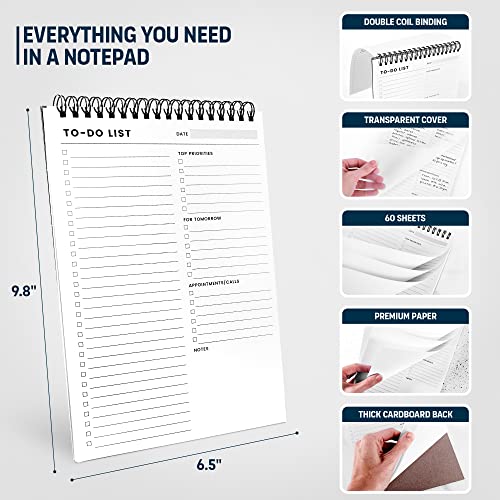 Of a Happy Kind 6.5x9.8” Spiral To Do List Notepad with Multiple Sections - Daily Planner