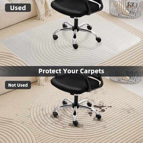 YumHome 48" x 30" Office Chair Mat for Carpeted Floors - Heavy Duty, Anti-Slip Protector