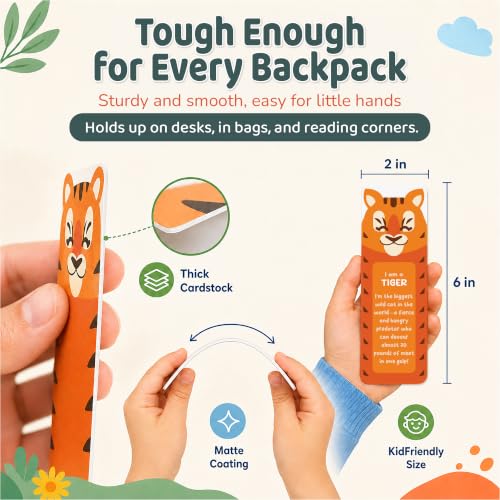 Zoo Animal Bookmarks for Kids - 100 Pack, 2x6 Inches, Multiple Designs - Educational Reading Incentives
