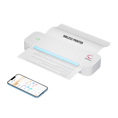 yanxio Portable Printers Wireless for Travel, Portable Printer, Inkless Thermal Printer, Support A4/8.5 x 11'' Thermal Paper for Office, Travel, Home, Support iOS, Android, Windows (White)