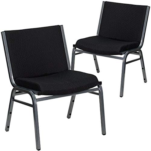 Flash Furniture Hercules Big & Tall Fabric Stack Chair, Black (2-Pack) – 1000 lb Capacity