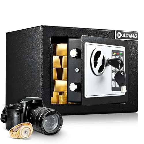 ADIMO Small Safe Box for College Dorm Room, 0.23 Cubic Feet Money Safe with Keys & Pass Code & Wall Mount Kits, Hidden Home Safe for Money, Jewelry, and Valuable