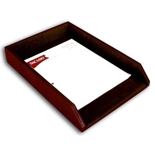 Dacasso Chocolate Brown Leather Letter Tray, Legal Size